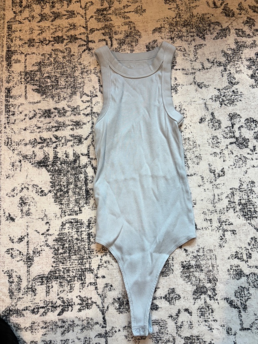 American Eagle Women’s Sleeveless Ribbed Bodysuit — Light Blue